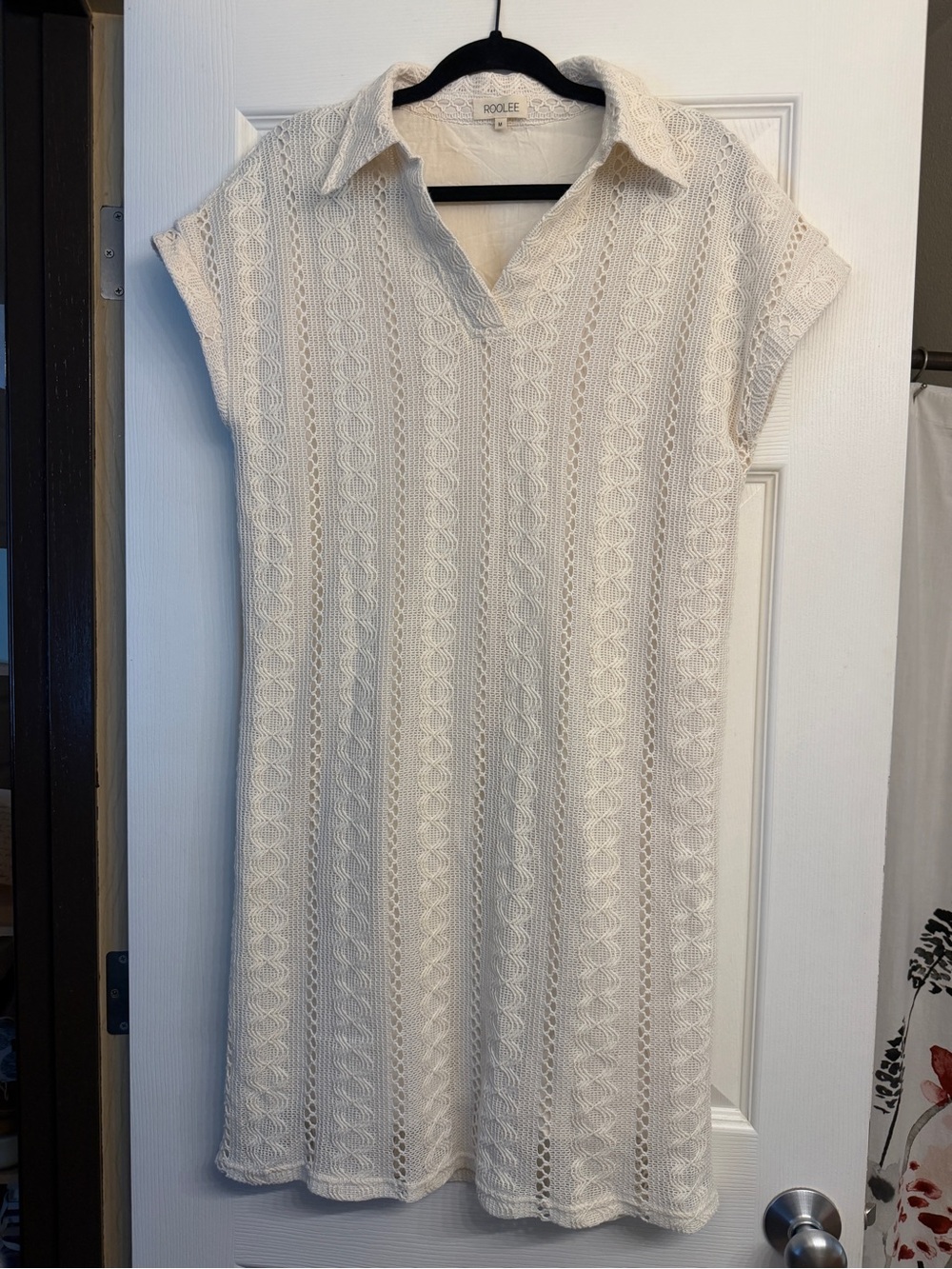 ROOLEE Cream Crochet Knit Midi Dress M